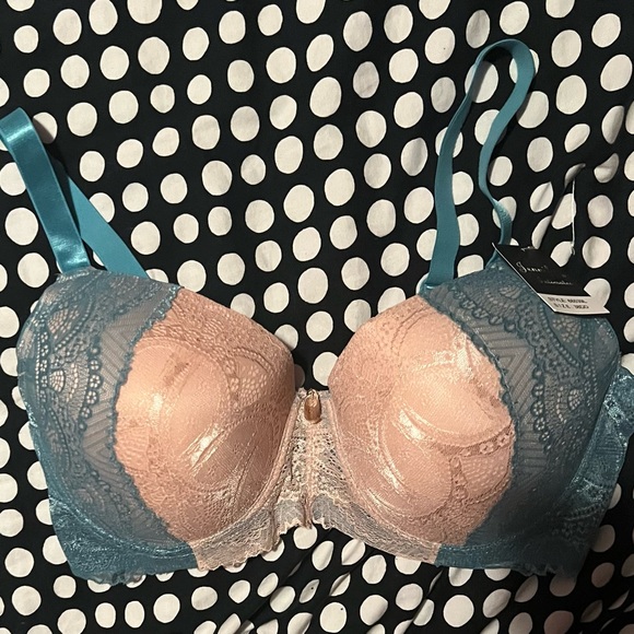 Jennifer Intimates Full Coverage 2 Tone Lace Underwire Bra - Sea Blue - Picture 3 of 3
